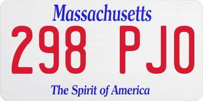 MA license plate 298PJ0