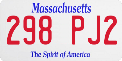 MA license plate 298PJ2
