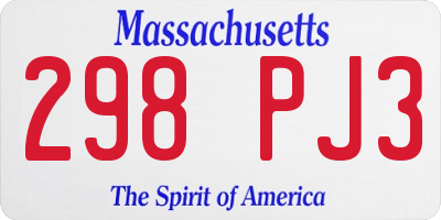 MA license plate 298PJ3