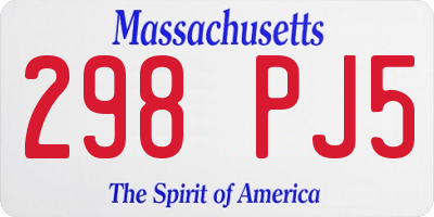MA license plate 298PJ5