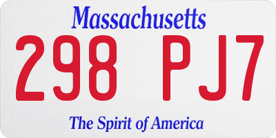 MA license plate 298PJ7