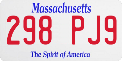 MA license plate 298PJ9