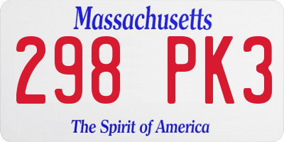 MA license plate 298PK3