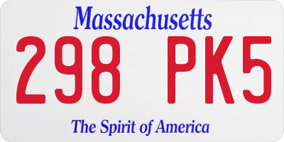 MA license plate 298PK5