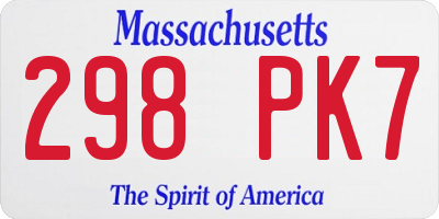 MA license plate 298PK7
