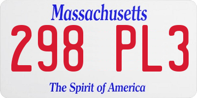 MA license plate 298PL3