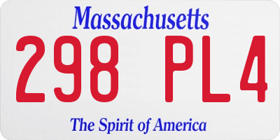 MA license plate 298PL4