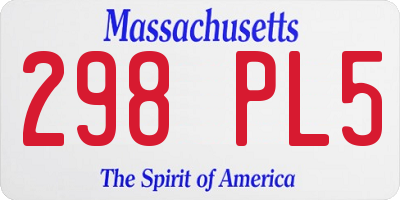 MA license plate 298PL5