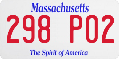 MA license plate 298PO2