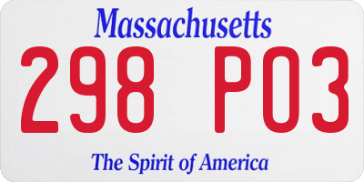 MA license plate 298PO3