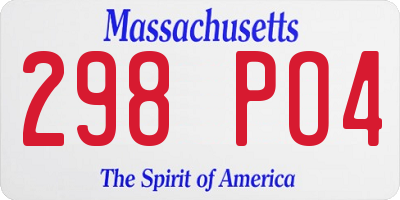 MA license plate 298PO4