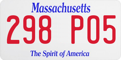 MA license plate 298PO5