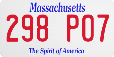 MA license plate 298PO7