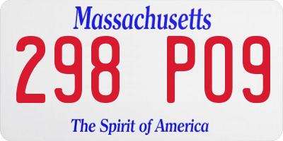 MA license plate 298PO9