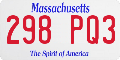 MA license plate 298PQ3