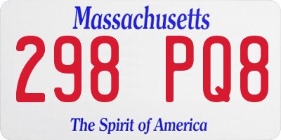 MA license plate 298PQ8