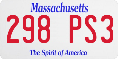 MA license plate 298PS3