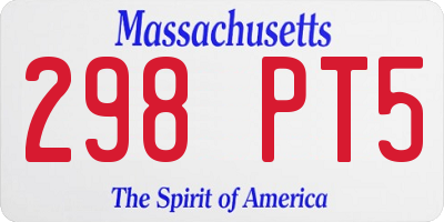 MA license plate 298PT5