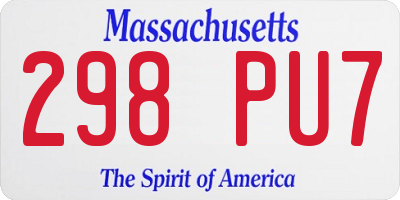 MA license plate 298PU7