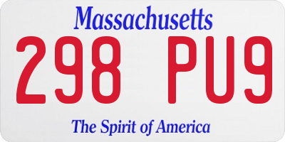 MA license plate 298PU9