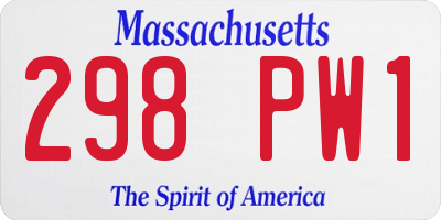 MA license plate 298PW1