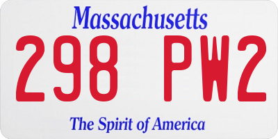 MA license plate 298PW2