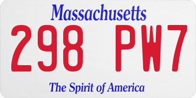 MA license plate 298PW7