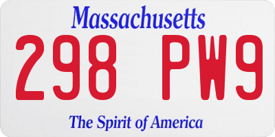 MA license plate 298PW9