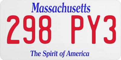 MA license plate 298PY3