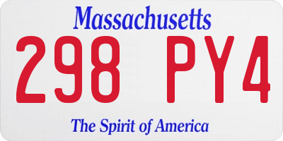 MA license plate 298PY4