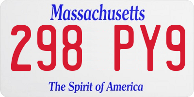 MA license plate 298PY9