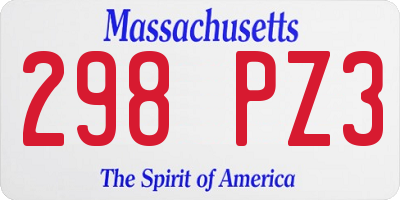 MA license plate 298PZ3
