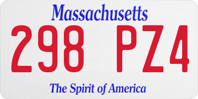 MA license plate 298PZ4