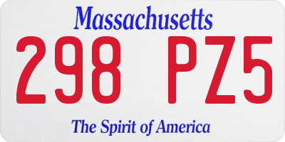 MA license plate 298PZ5