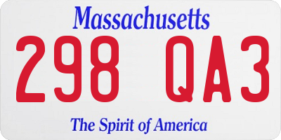 MA license plate 298QA3