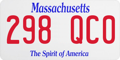 MA license plate 298QC0