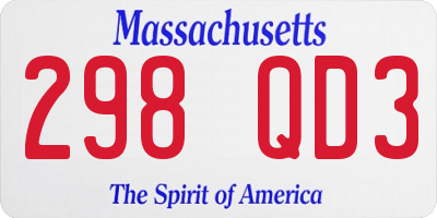 MA license plate 298QD3