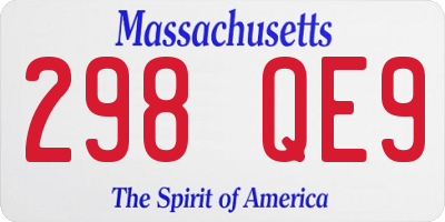 MA license plate 298QE9