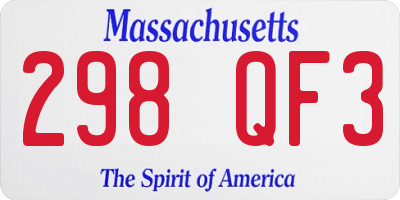 MA license plate 298QF3