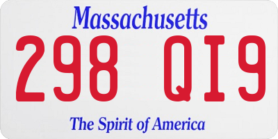 MA license plate 298QI9