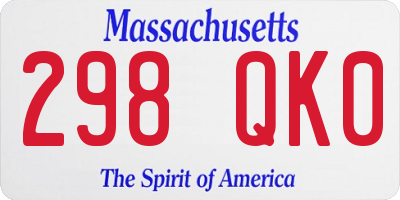 MA license plate 298QK0