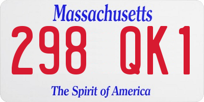 MA license plate 298QK1