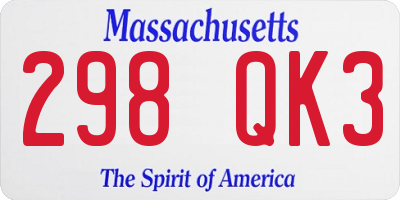 MA license plate 298QK3