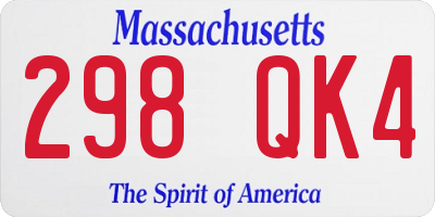 MA license plate 298QK4