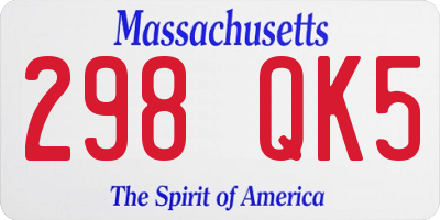 MA license plate 298QK5
