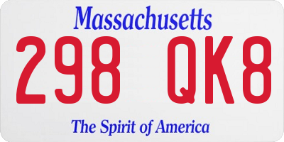 MA license plate 298QK8