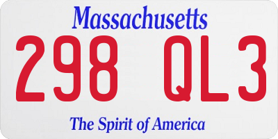 MA license plate 298QL3