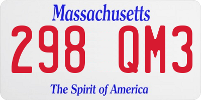 MA license plate 298QM3