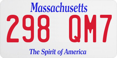 MA license plate 298QM7