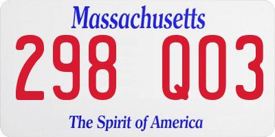 MA license plate 298QO3